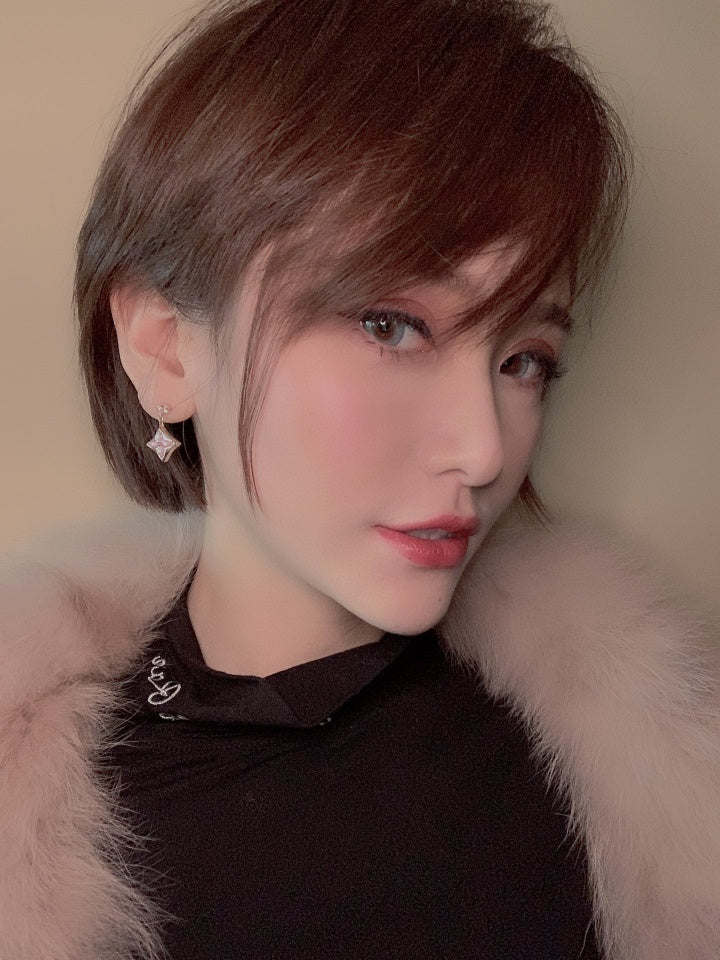 [⭐JeweliWhal]DOUBLE STAR PINK GOLD MOP DROP EARRINGS