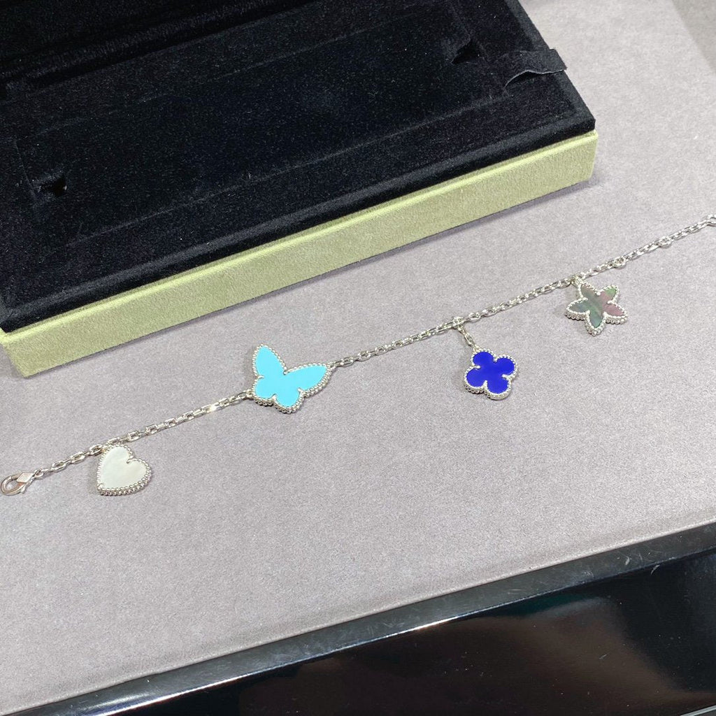 [⭐JeweliWhal]ラッキースプリングシルバーブレスレット 4モチーフ