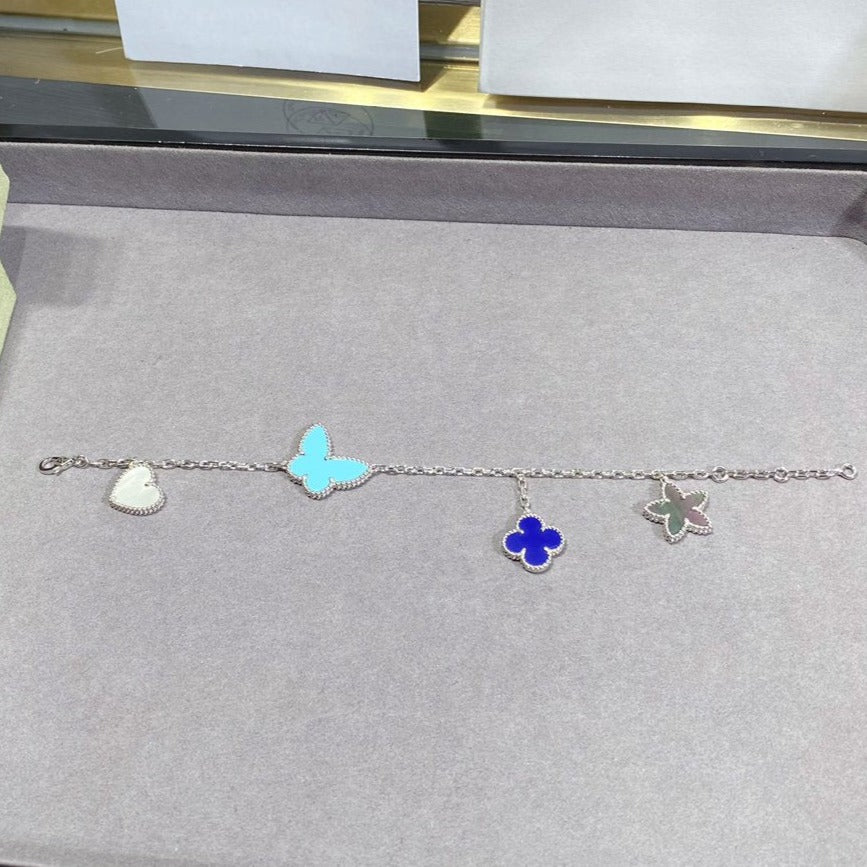[⭐JeweliWhal]ラッキースプリングシルバーブレスレット 4モチーフ