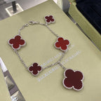 [⭐JeweliWhal]クローバー 5モチーフ シルバーカーネリアンブレスレット