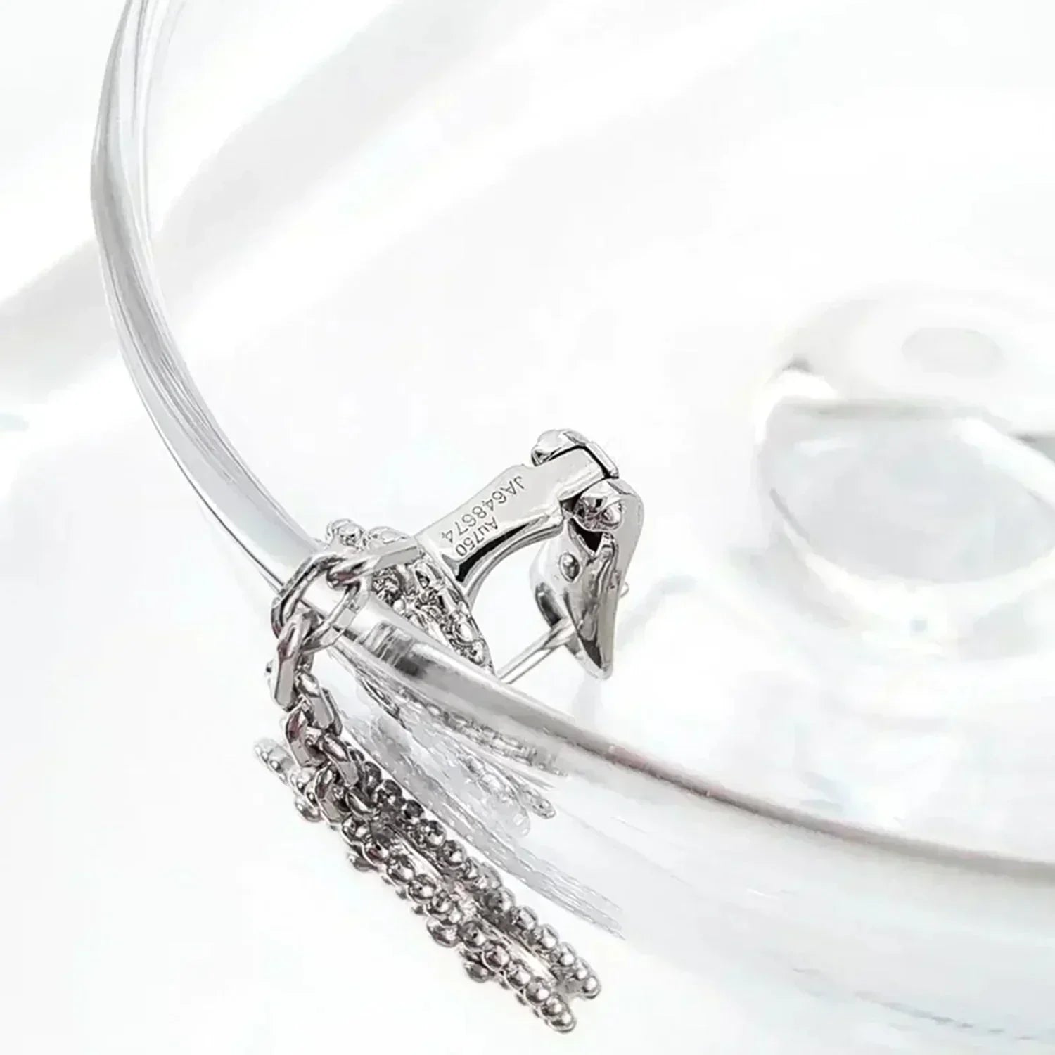 [⭐JeweliWhal]CLOVER 2 MOTIFS  DIAMOND ONYX EARRINGS SILVER