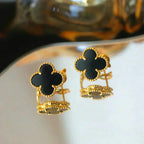 [⭐JeweliWhal]CLOVER MEDIUM 1 MOTIFS  ONYX STUD EARRINGS