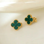[⭐JeweliWhal]CLOVER MEDIUM 1 MOTIFS MALACHITE  EARRINGS