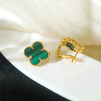 [⭐JeweliWhal]CLOVER MEDIUM 1 MOTIFS MALACHITE  EARRINGS