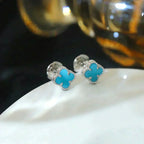 [⭐JeweliWhal]CLOVER MINI 9.5MM ONYX STUD EARRINGS SILVER