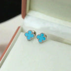[⭐JeweliWhal]CLOVER MINI 9.5MM ONYX STUD EARRINGS SILVER
