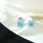 [⭐JeweliWhal]CLOVER MINI 9.5MM ONYX STUD EARRINGS SILVER
