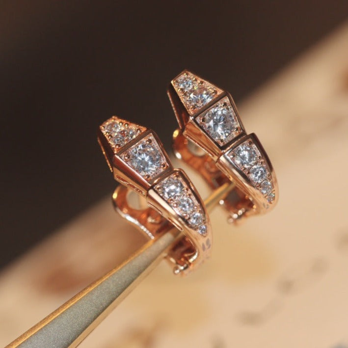 [⭐JeweliWhal]SERPENT PINK GOLD DIAMOND EARRINGS