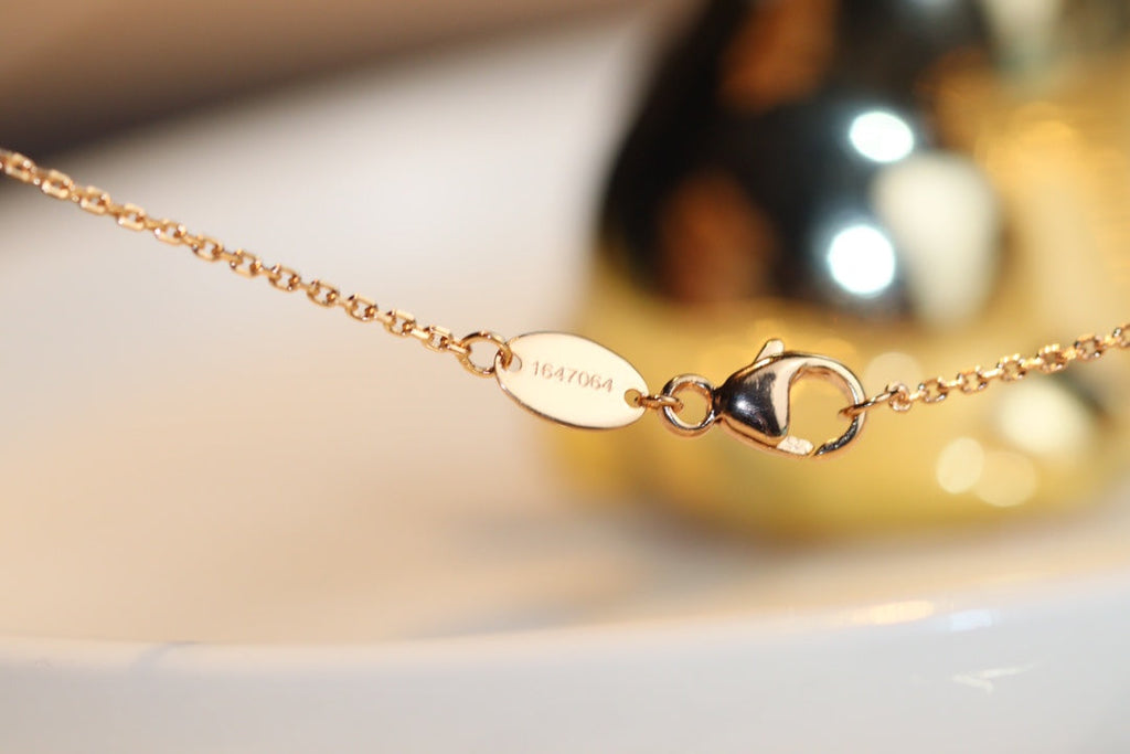 [⭐JeweliWhal]JEUX MALACHITE 1 DIAMOND PINK GOLD NECKLACE