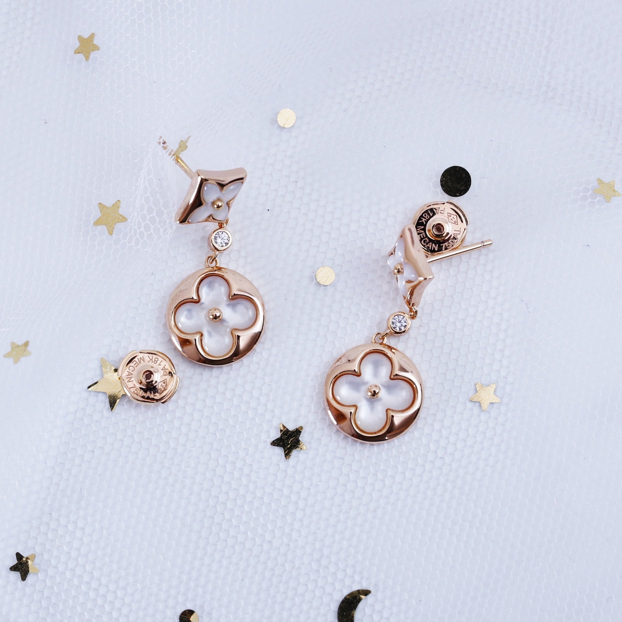 [⭐JeweliWhal]STAR AND SUN PINK GOLD MOP DROP EARRINGS