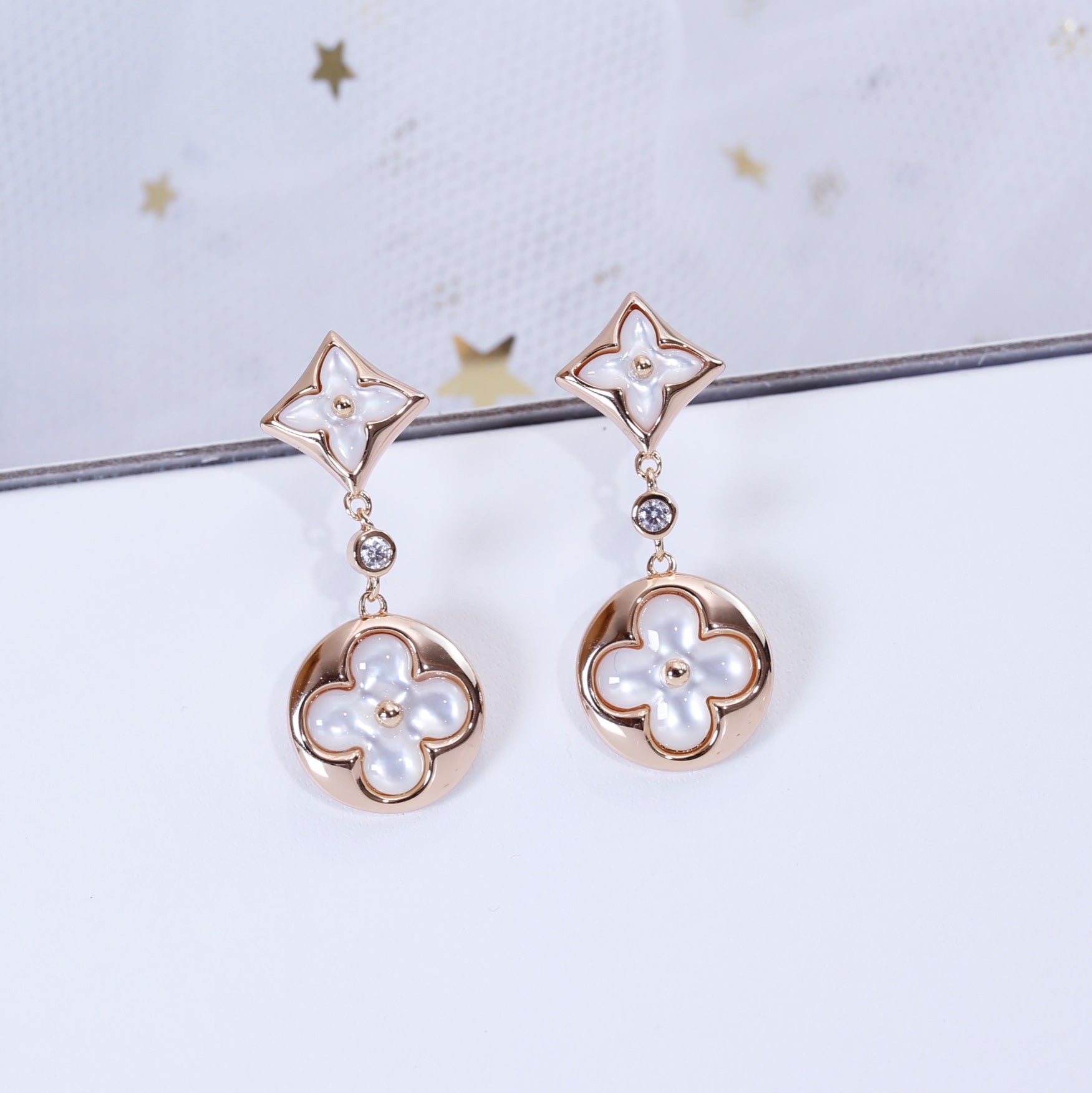 [⭐JeweliWhal]STAR AND SUN PINK GOLD MOP DROP EARRINGS
