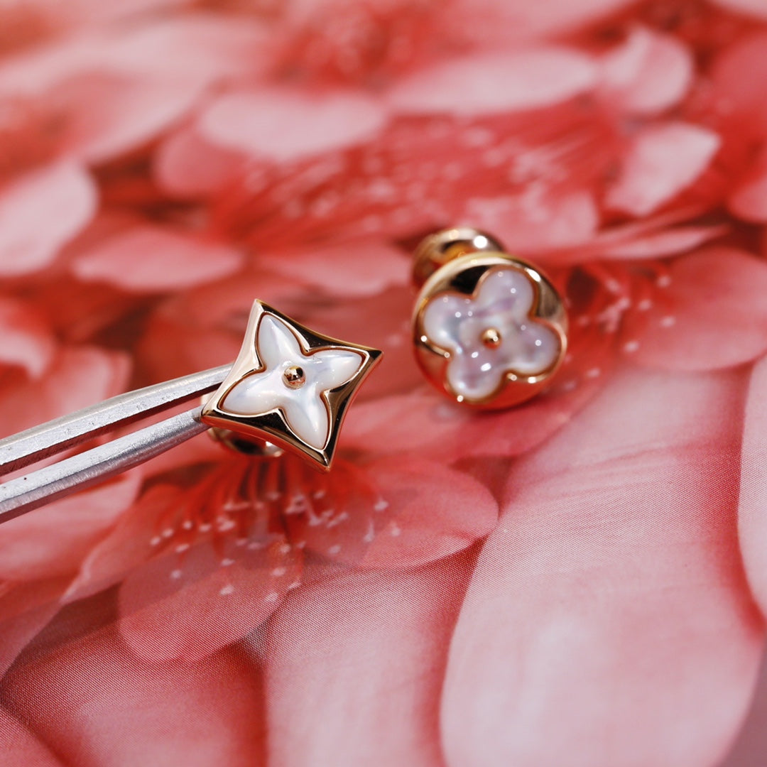 [⭐JeweliWhal]STAR AND SUN PINK GOLD MOP STUD EARRINGS