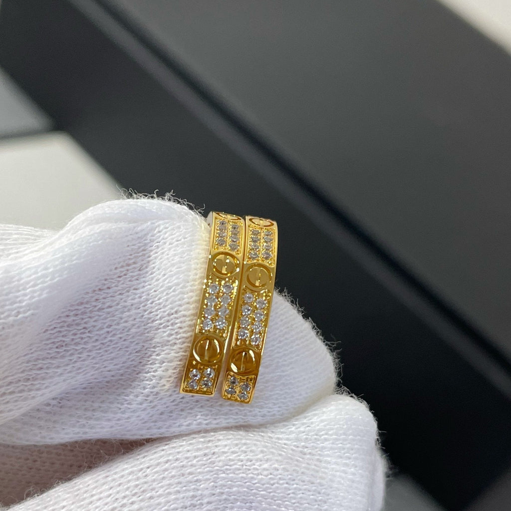 [⭐JeweliWhal]LOVE DIAMOND GOLD HOOP EARRINGS