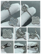 [⭐JeweliWhal]クローバー 2モチーフ ダイヤモンドパヴェ シルバーイヤリング