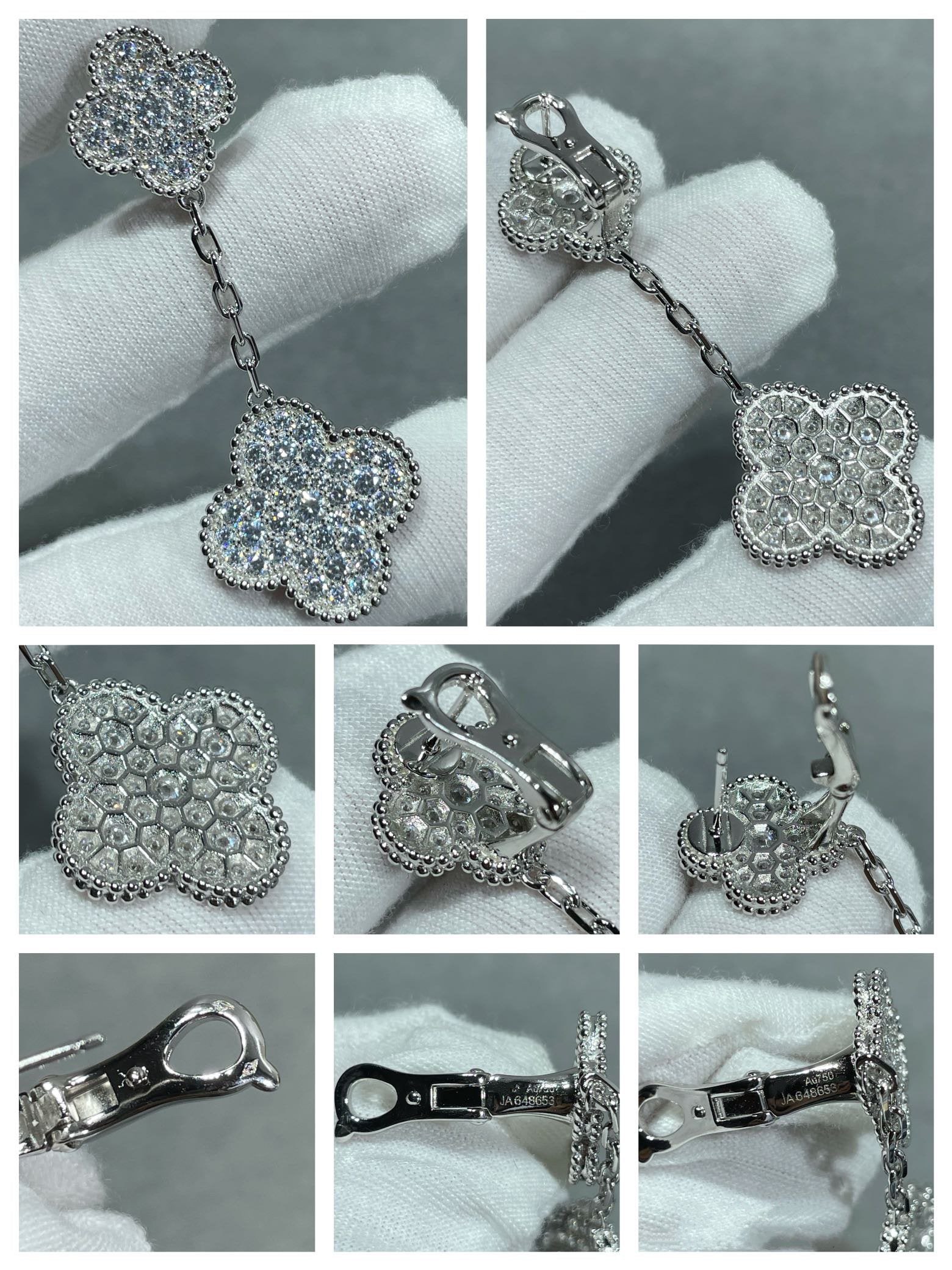 [⭐JeweliWhal]クローバー 2モチーフ ダイヤモンドパヴェ シルバーイヤリング