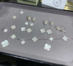 [⭐JeweliWhal]クローバー 5モチーフ ホワイトモップ シルバーブレスレット