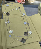 [⭐JeweliWhal]CLOVER 16 MOTIF CHALCEDONY MOP SILVER NECKLACE