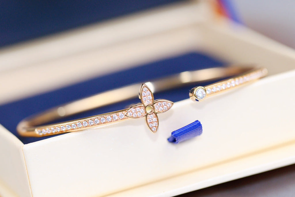 [⭐JeweliWhal]IDYLLE ピンクゴールド オープンブレスレット ダイヤモンドパヴェ