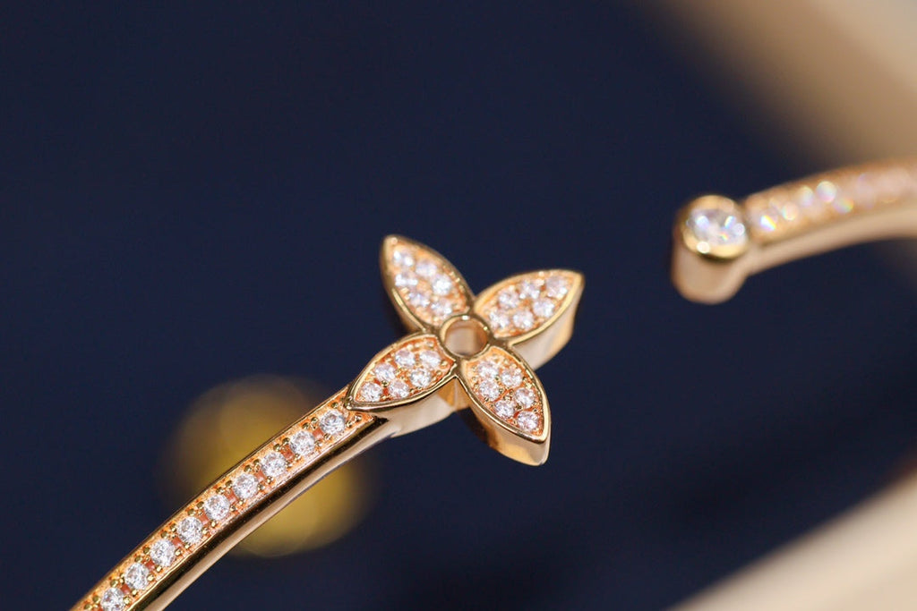 [⭐JeweliWhal]IDYLLE ピンクゴールド オープンブレスレット ダイヤモンドパヴェ