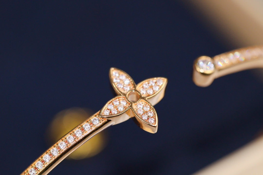 [⭐JeweliWhal]IDYLLE ピンクゴールド オープンブレスレット ダイヤモンドパヴェ