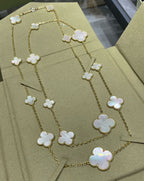 [⭐JeweliWhal]CLOVER 16 MOTIF WHITE MOP GOLD NECKLACE