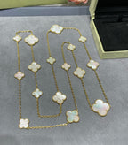 [⭐JeweliWhal]CLOVER 16 MOTIF WHITE MOP GOLD NECKLACE