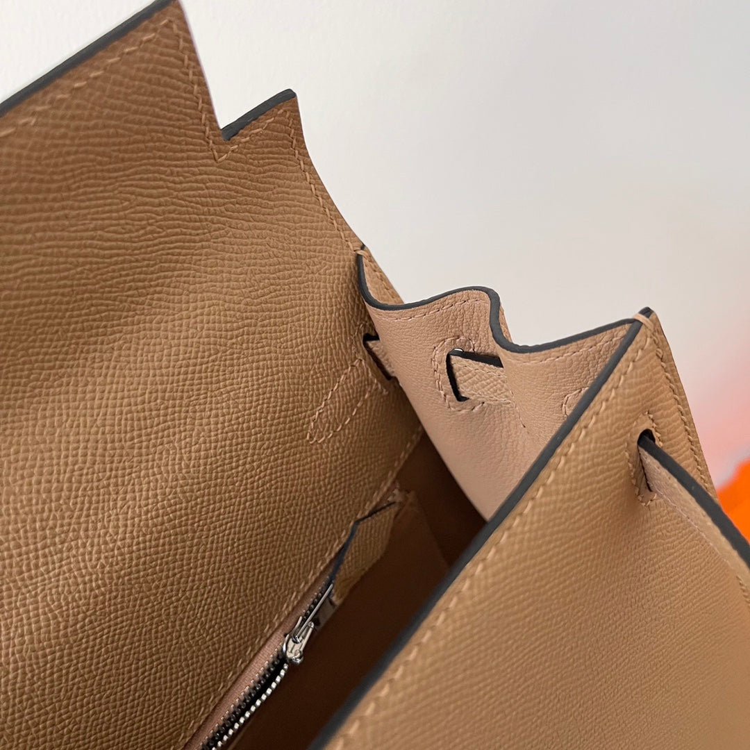 HM ケリー 25cm ベージュ エプソムレザー シルバー金具