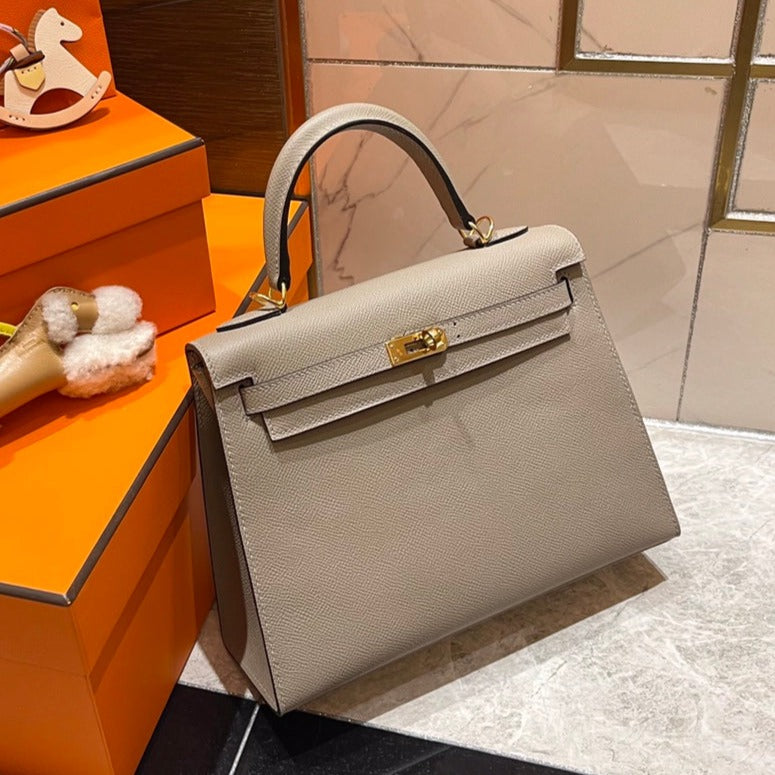 HM ケリー 25cm グレー エプソムレザー ゴールド金具