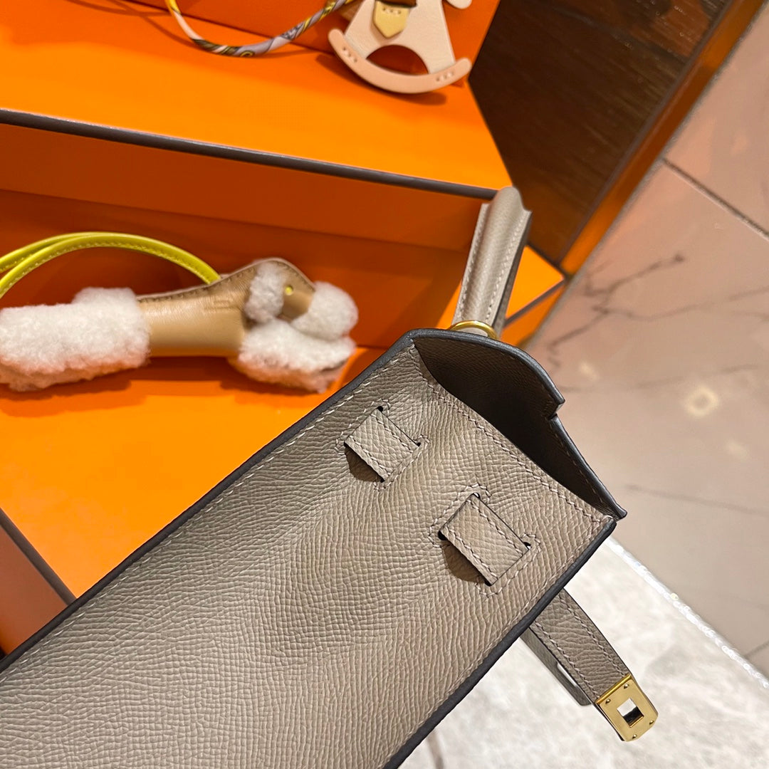 HM ケリー 25cm グレー エプソムレザー ゴールド金具