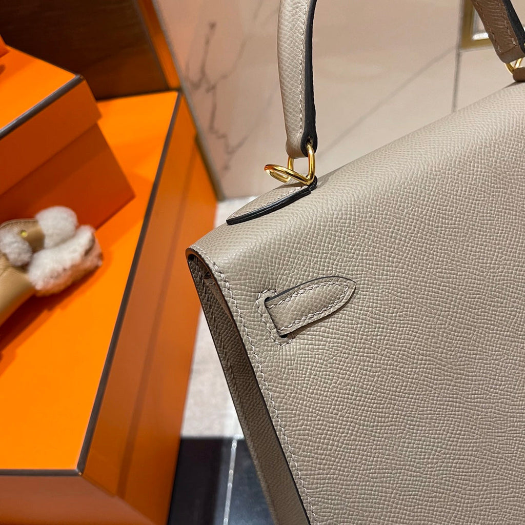 HM ケリー 25cm グレー エプソムレザー ゴールド金具