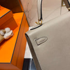 HM ケリー 25cm グレー エプソムレザー ゴールド金具