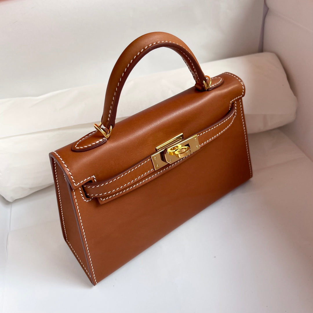 HM ケリー 19cm ゴールドサドルレザー ゴールド金具