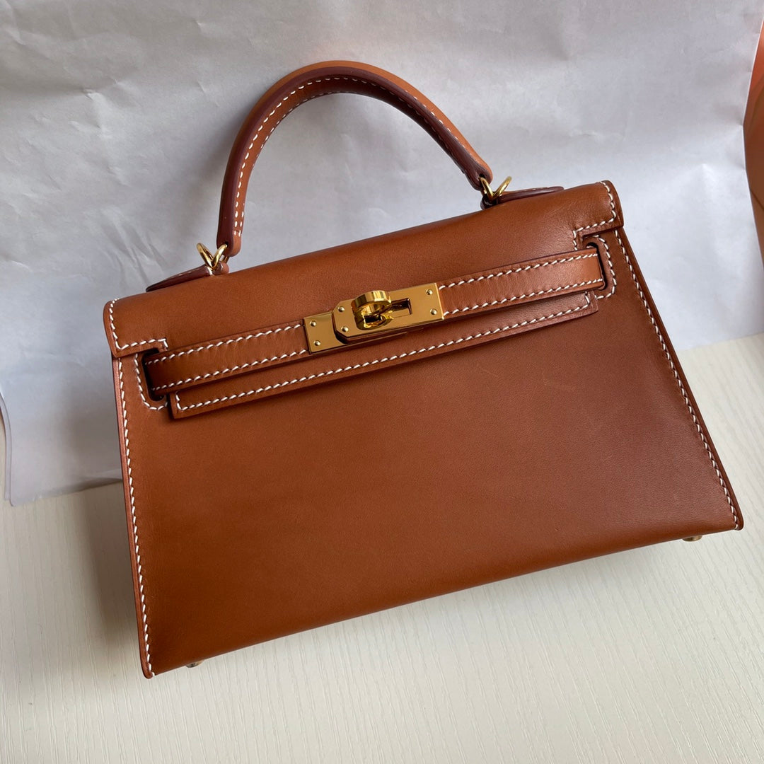 HM ケリー 19cm ゴールドサドルレザー ゴールド金具
