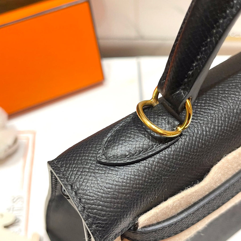 HM ケリー 25cm ブラック エプソムレザー ゴールド金具