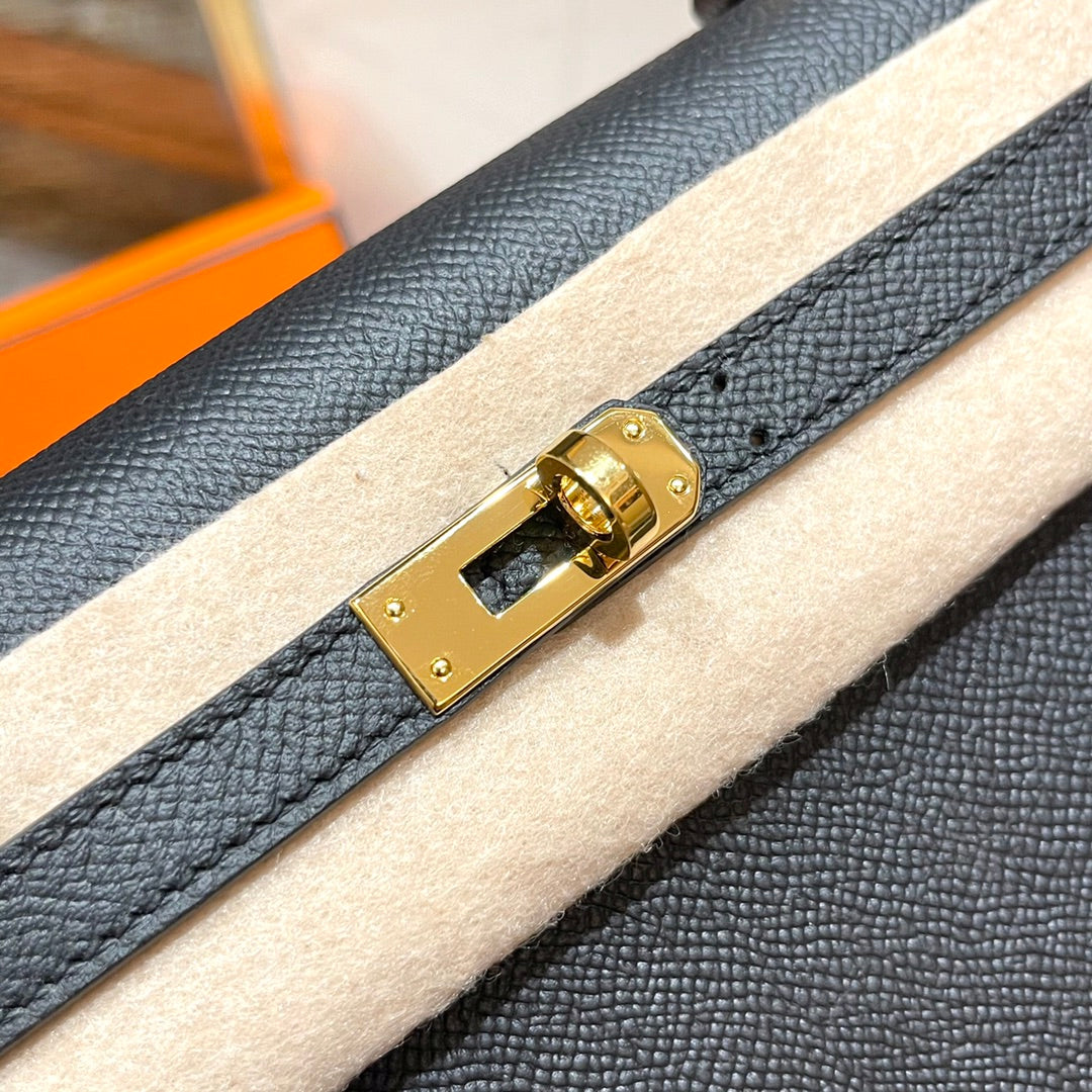 HM ケリー 25cm ブラック エプソムレザー ゴールド金具