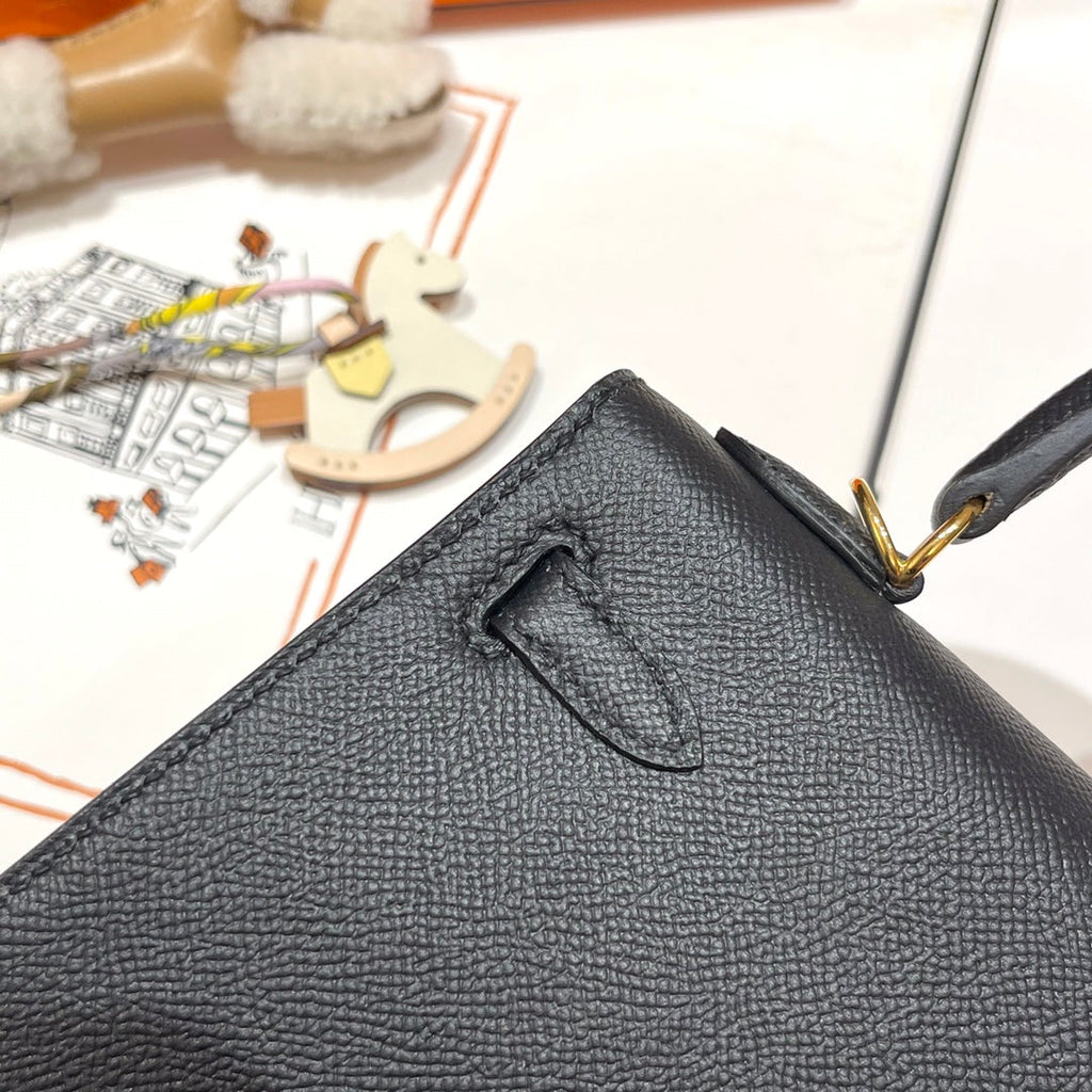 HM ケリー 25cm ブラック エプソムレザー ゴールド金具