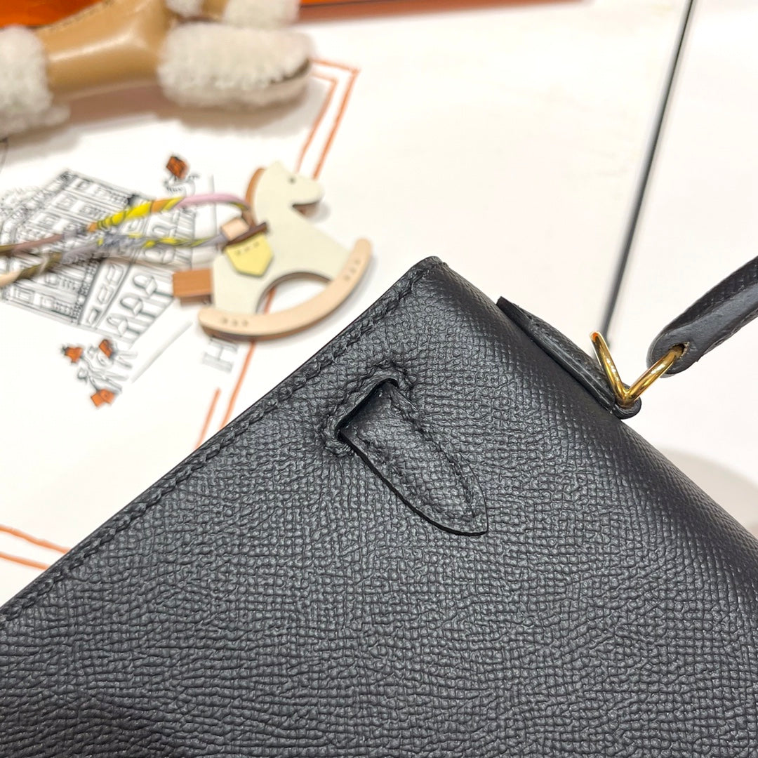 HM ケリー 25cm ブラック エプソムレザー ゴールド金具