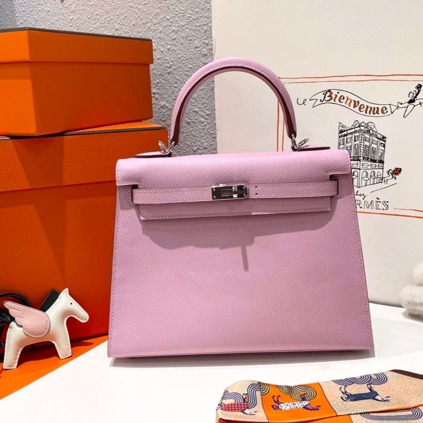 HM ケリー 25cm ピンク エプソムレザー シルバー金具