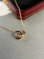 [⭐JeweliWhal]LOVE NECKLACE DOUBLE RING PINK GOLD