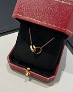 [⭐JeweliWhal]LOVE NECKLACE DOUBLE RING PINK GOLD