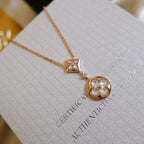 [⭐JeweliWhal]STAR AND SUN WHITE MOP 2 MOTIF PINK GOLD NECKLACE