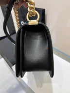 ボーイズバッグ ミディアム 25 ブラック キャビア ゴールド金具