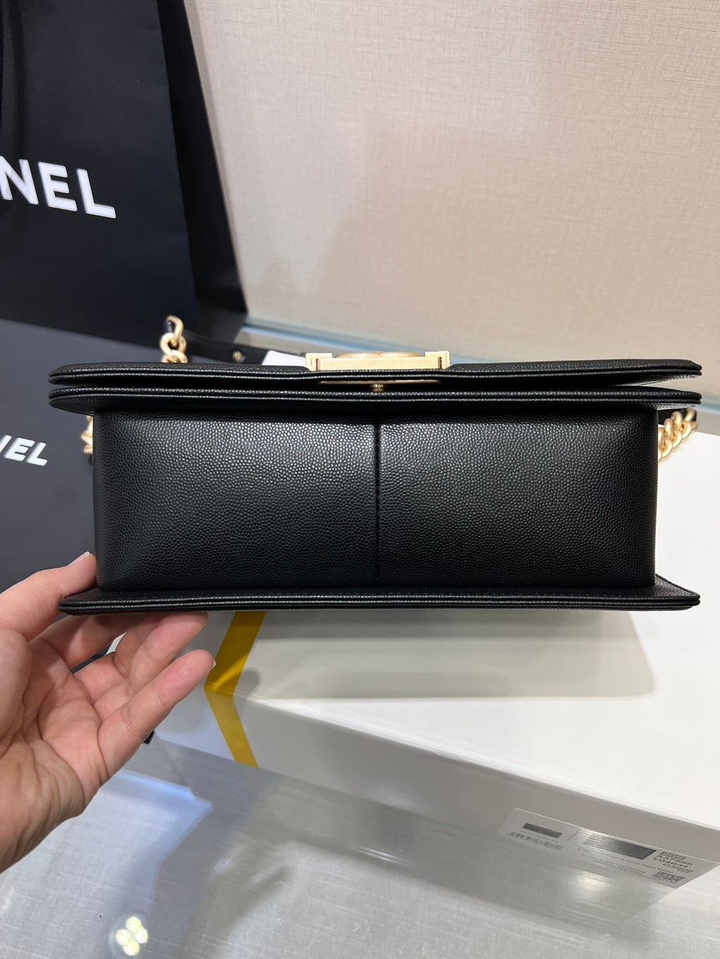 ボーイズバッグ ミディアム 25 ブラック キャビア ゴールド金具