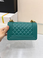 ボーイズバッグ スモール 20 ダークグリーン キャビア ゴールド金具