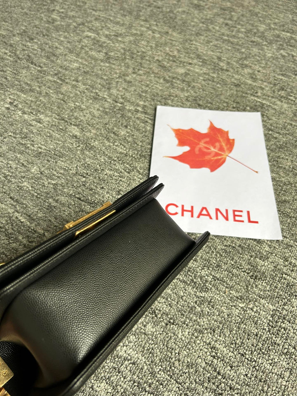 ボーイズバッグ スモール 20 ブラック シェブロン キャビア ゴールド金具