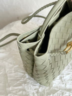 BV SMALL ANDIAMO 25CM LIGHT GREEN LAMBSKIN