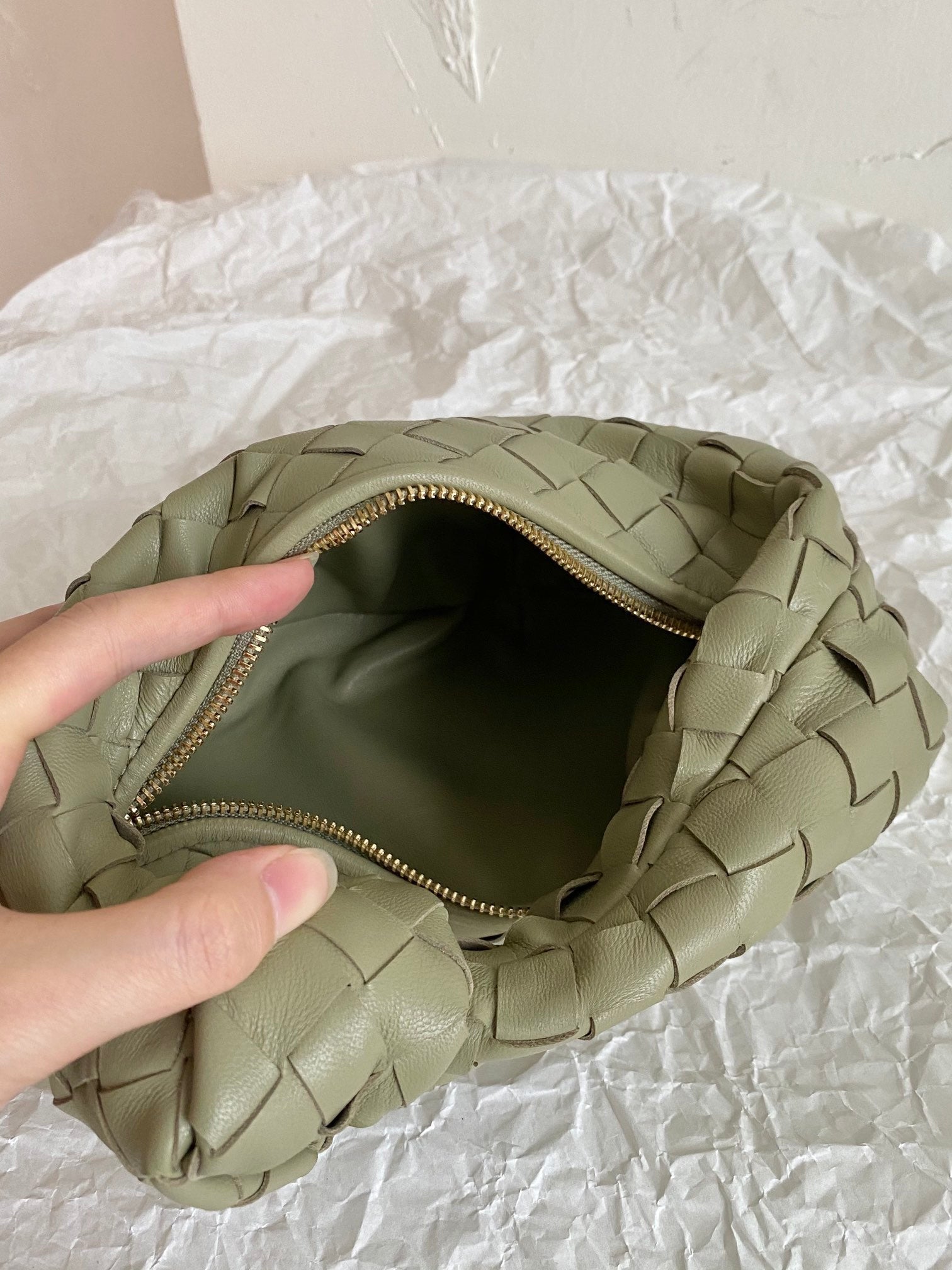 BV ミニ ジョディ 28cm グリーン ラムスキンレザー