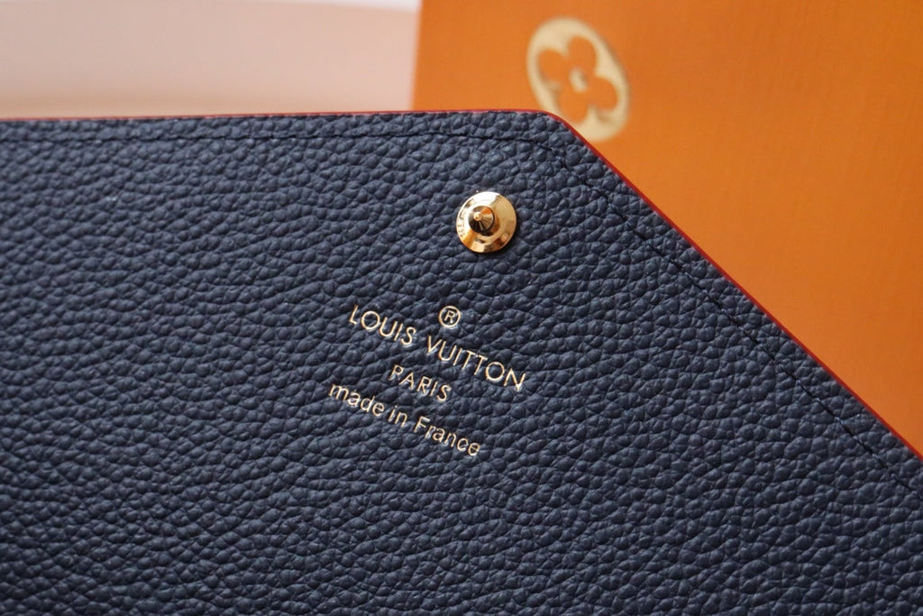 LV サラ ウォレット モノグラム アンプラント レザー 19cm ブラック レッド