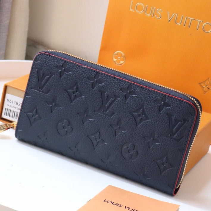 LV ジッピーウォレット 長財布 ブルー レッド アンプラント レザー