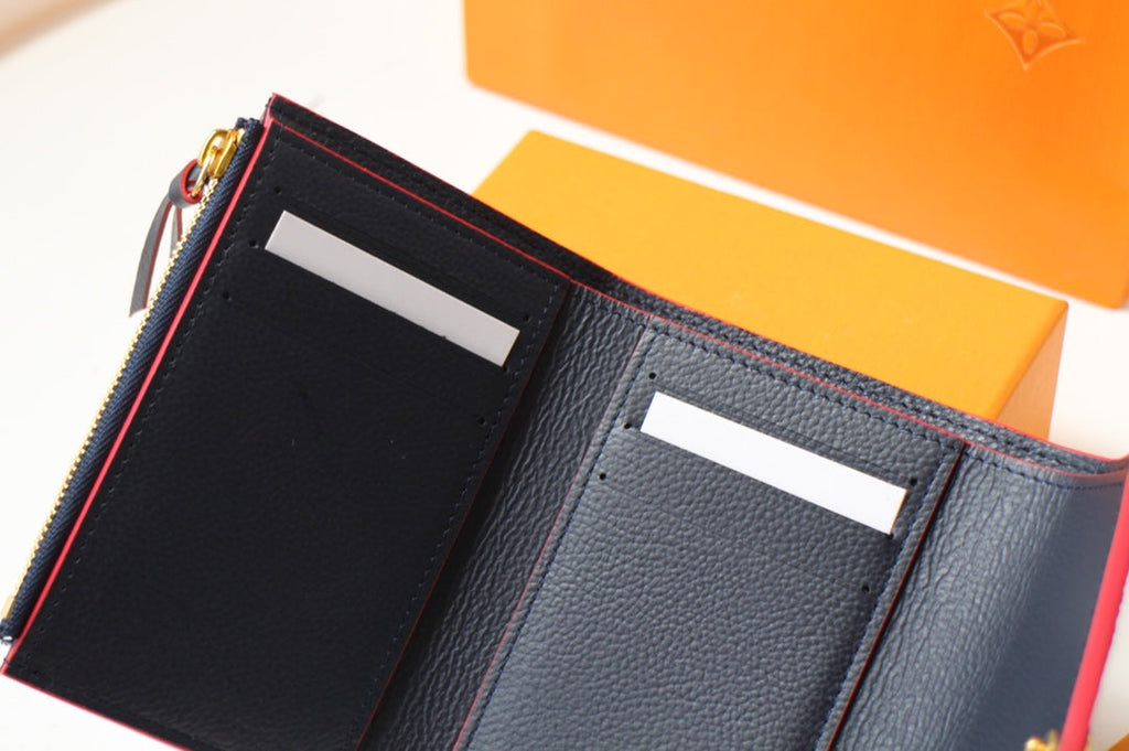 ヴィクトリーヌ ウォレット 12CM ブラック レッド モノグラム アンプラント レザー